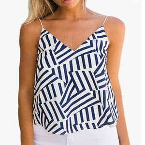 YOINS high-neck chiffon print cami